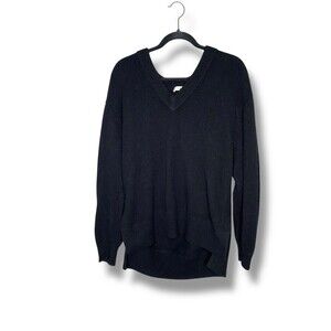 Vince 100% Cashmere Rib Hem V-neck tunic in black size large